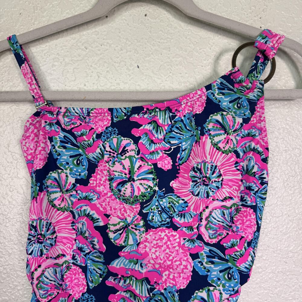 ON HOLD Lilly Pulitzer Leola Swimsuit Womens 4 One Piece Oyster Bay Navy Shroom - Picture 4 of 8